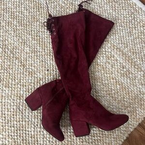 Elegant Burgundy Knee-High Boots